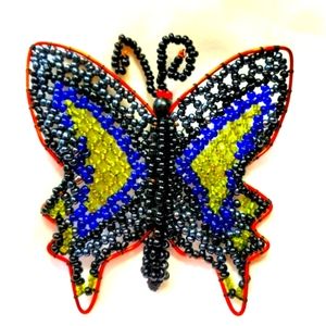 Beaded Handmade Butterfly Brooch Pin
